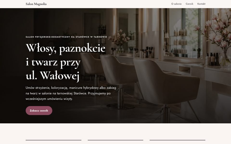 Projekt strony: Salon Magnolia
