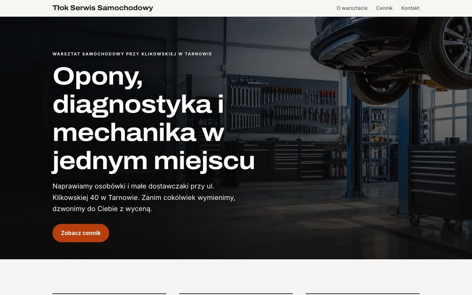 Projekt strony: Tłok Serwis Samochodowy